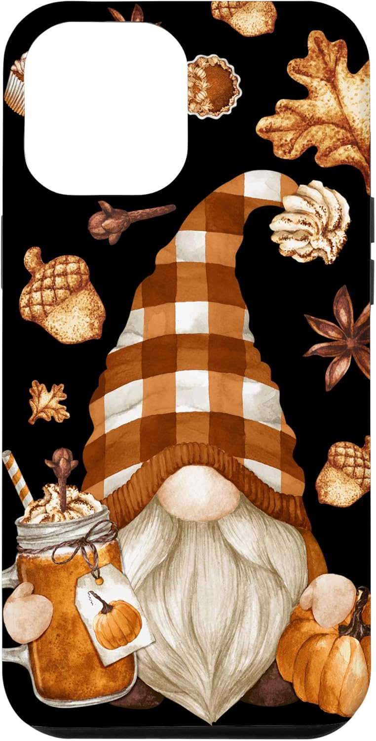 iPhone 14 Pro Max lindo patrón de Acción de Gracias para Autum Gnomo Love Pumpkin Spice Case