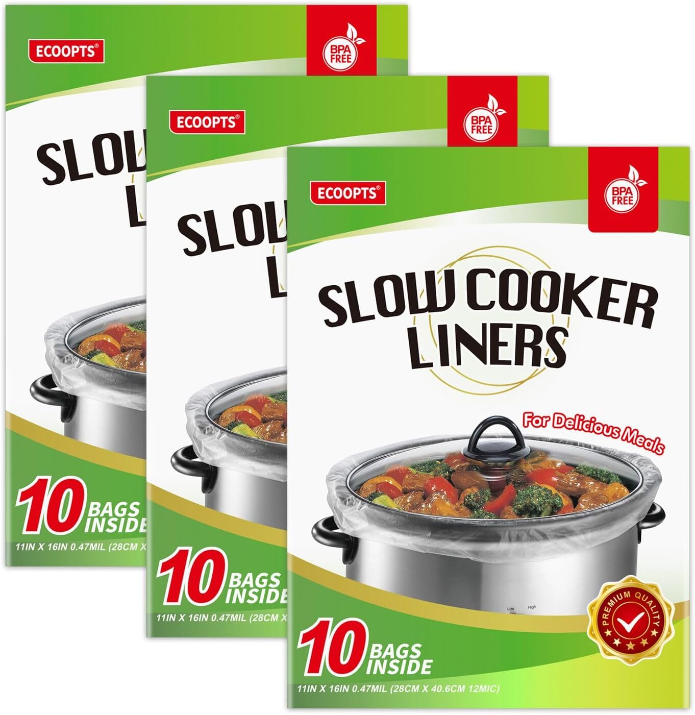 Forros de olla de cocción lenta, bolsas de cocina desechables de tamaño pequeño para ollas de 1 cuarto a 3 cuartos de galón, adecuadas para ollas