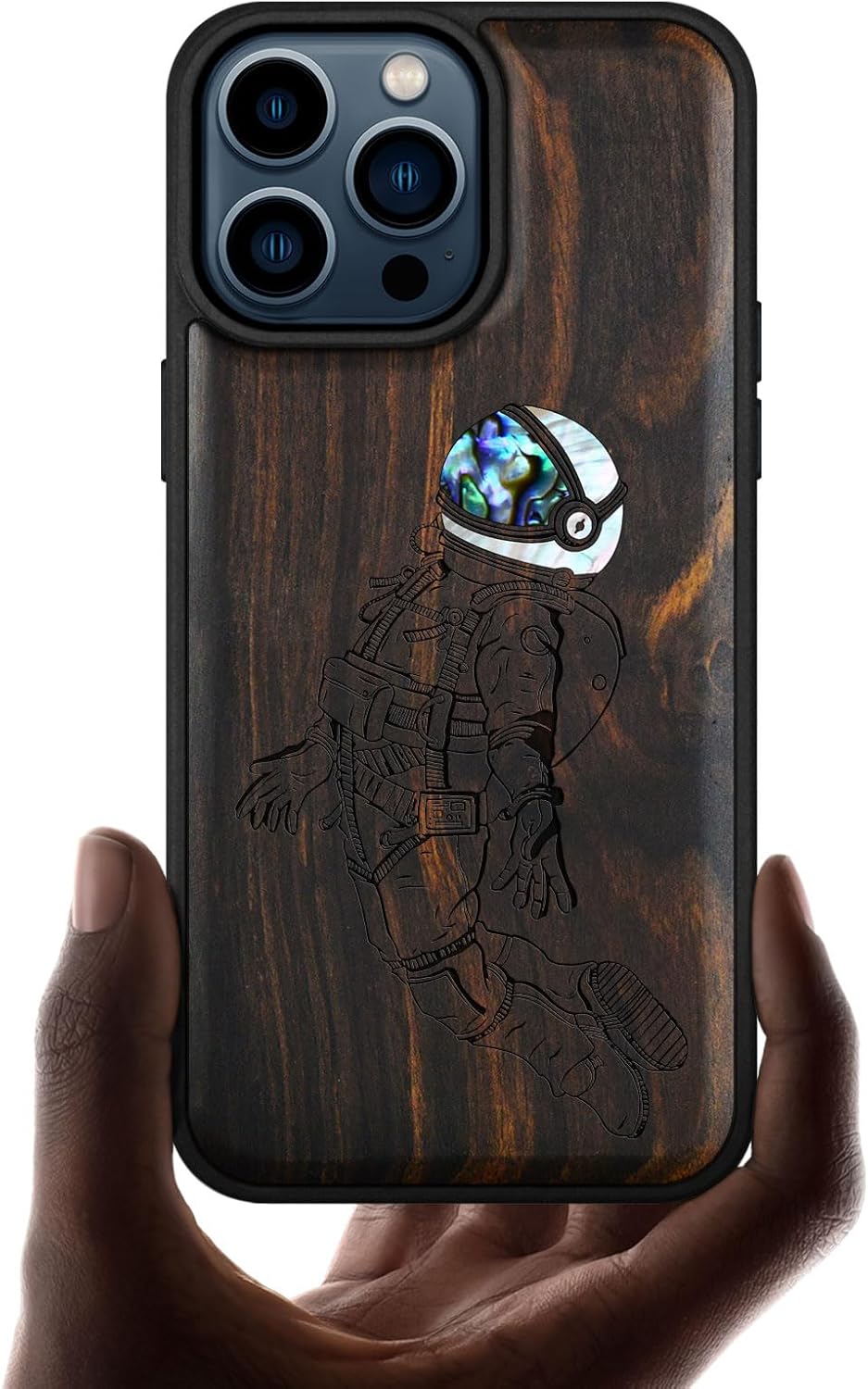 Carveit Funda protectora de madera de diseñador para iPhone 15 Pro Max, funda magnética grabado de madera e incrustaciones de carcasa compatible con