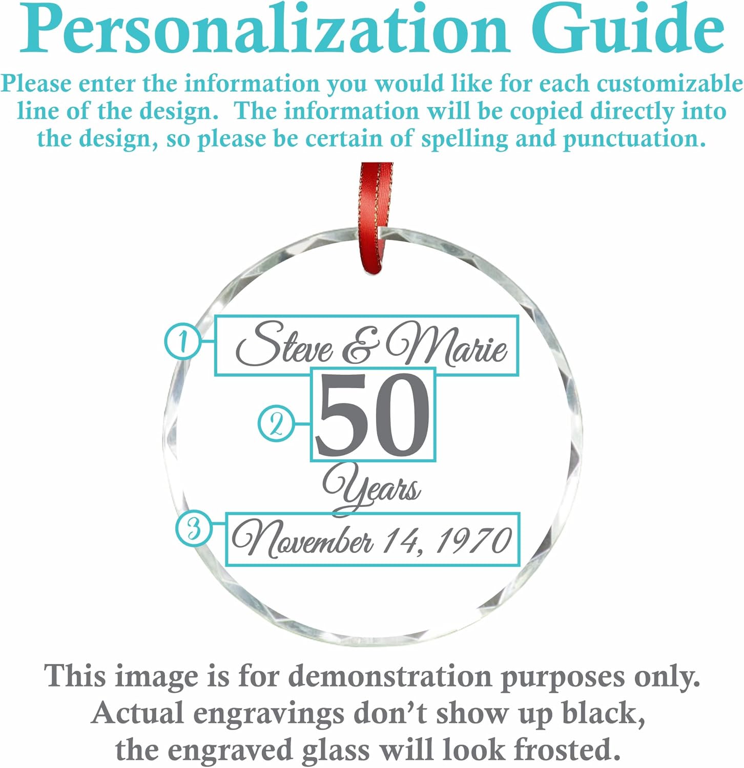 Adornos de Navidad personalizados decoración de Navidad, adorno de cristal de cristal, adorno de Navidad de año de boda, decoración personalizada de