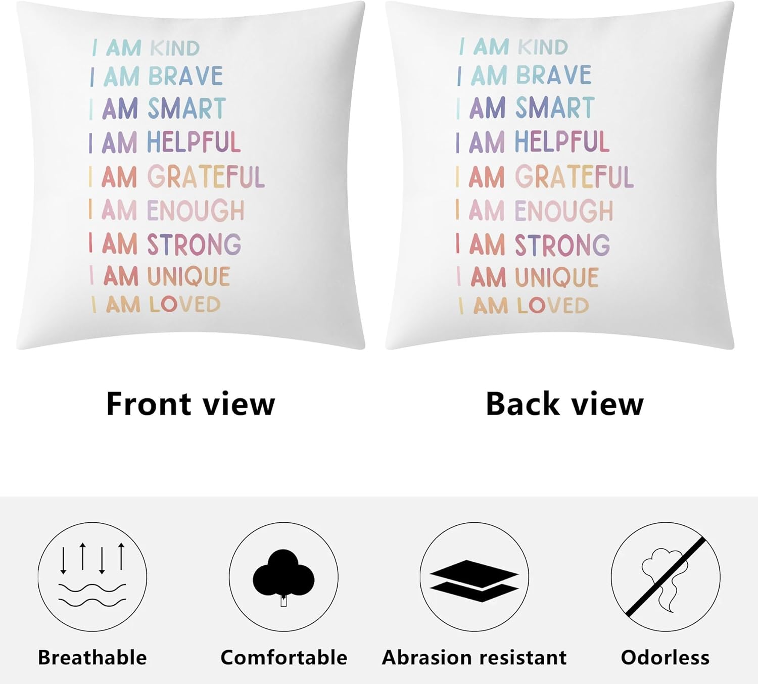 Funda de almohada imprescindible para el aula, artículos de esquina calmantes para niños, decoración de almohada de salud mental para el hogar,