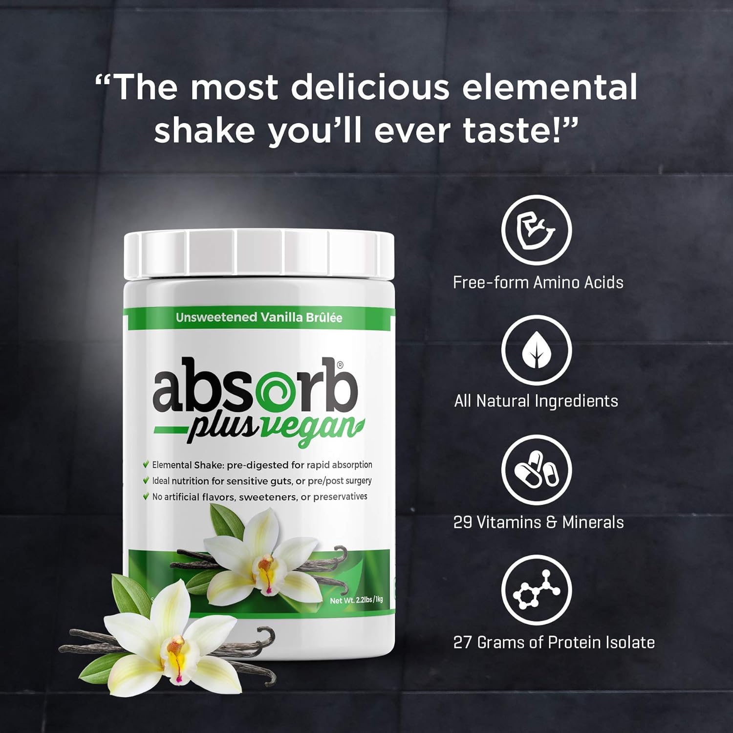 Proteína aislada vegana – Suplemento dietético mejorado para la salud intestinal, apoyo nutricional, ingredientes naturales, sin OMG, sin gluten,
