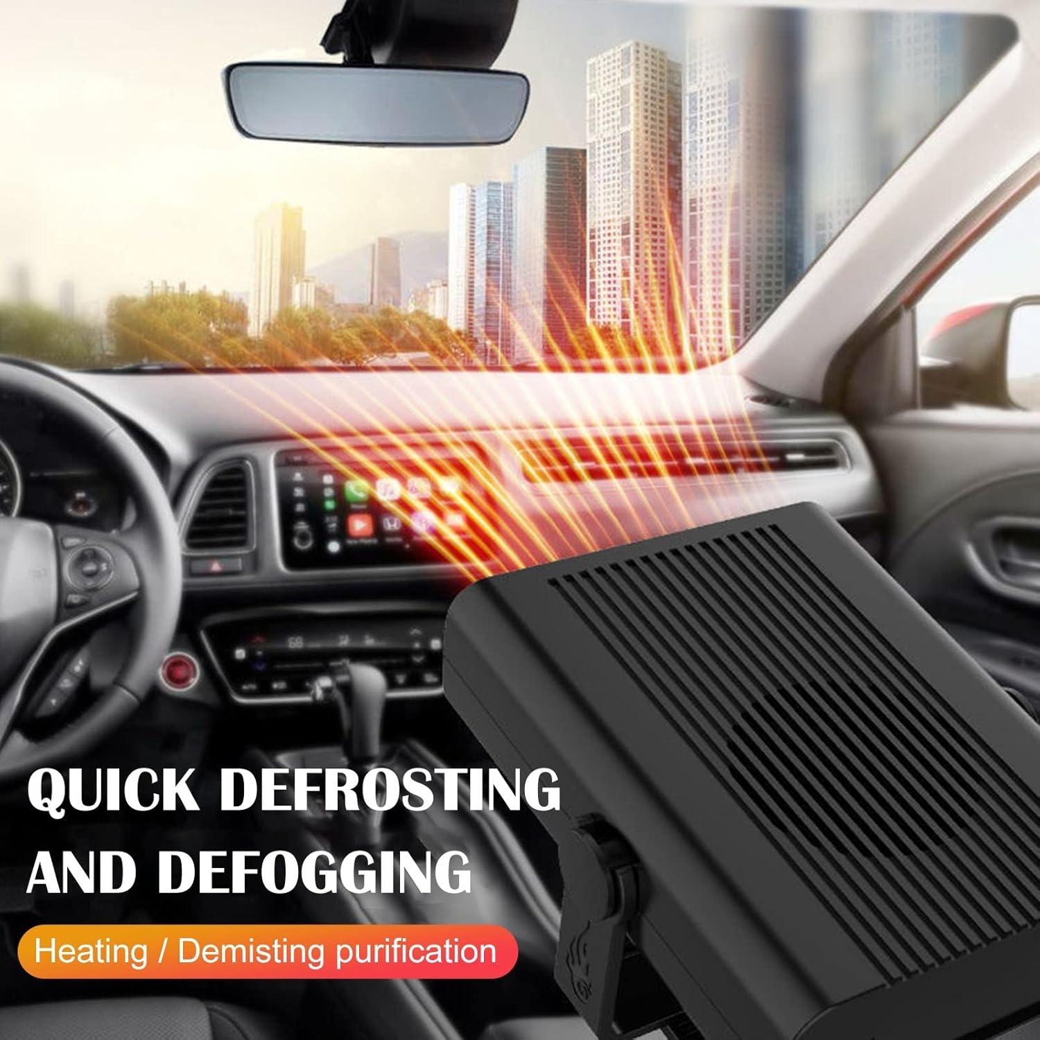 Calentador de automóvil, descongelador rápido 2 en 1, calentador de coche portátil de 12 V24 V, ventilador frío, descongelación, herramientas de