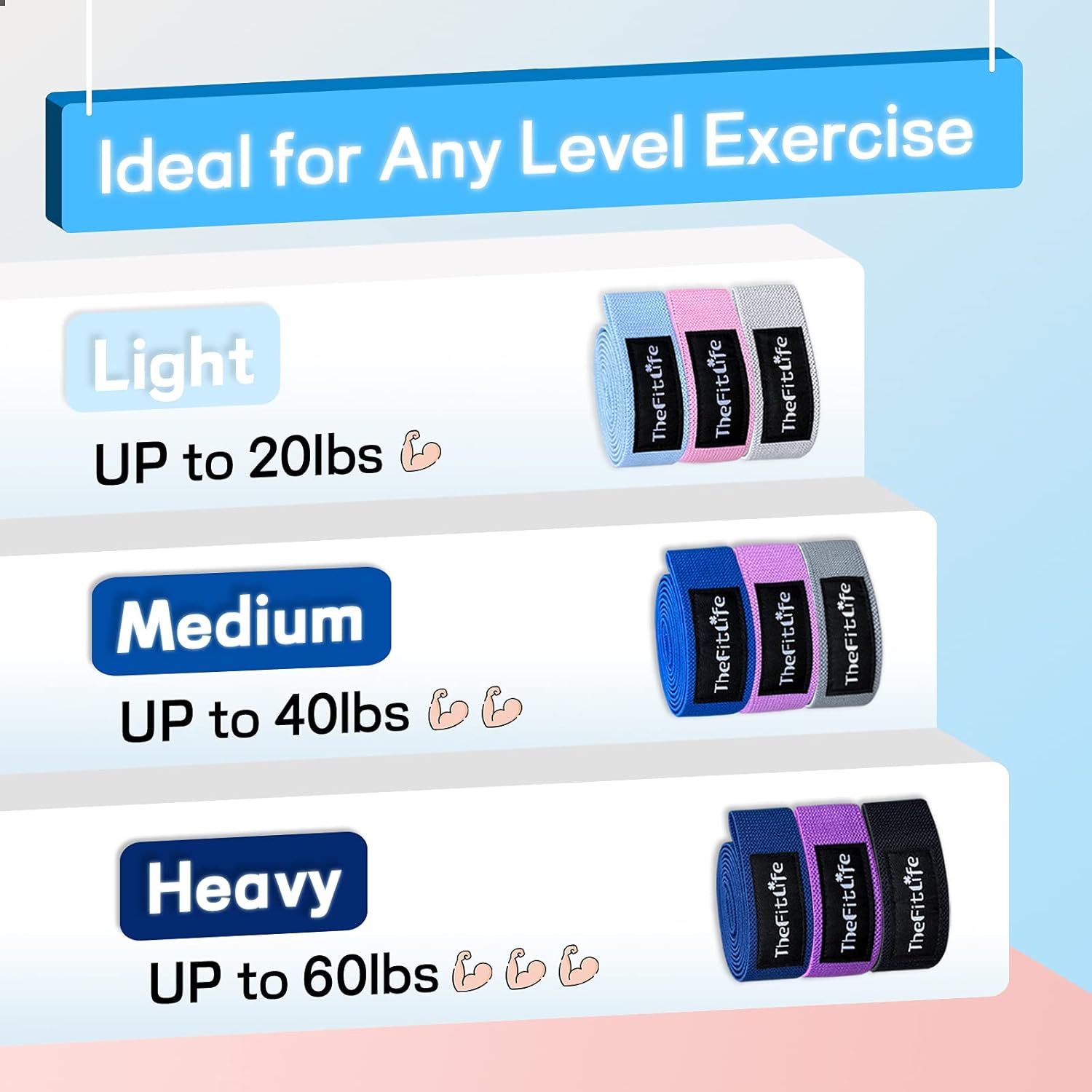 TheFitLife Resistance Exercise Bands for Women – Fabric Pull Up Workout Bands for Booty, Hip, Glute, Leg, Thigh, Squat, Butt Lift Excersize and