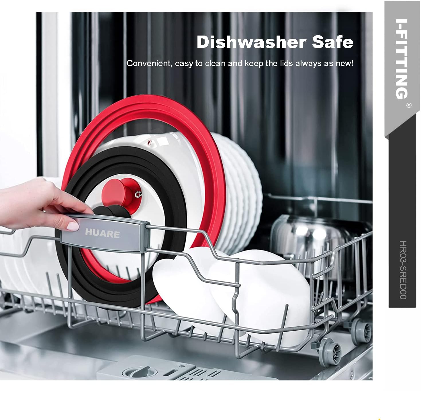 Tapa universal para ollas, sartenes y sartenes, vidrio templado HR Huare Technology con borde de silicona resistente al calor, apto para