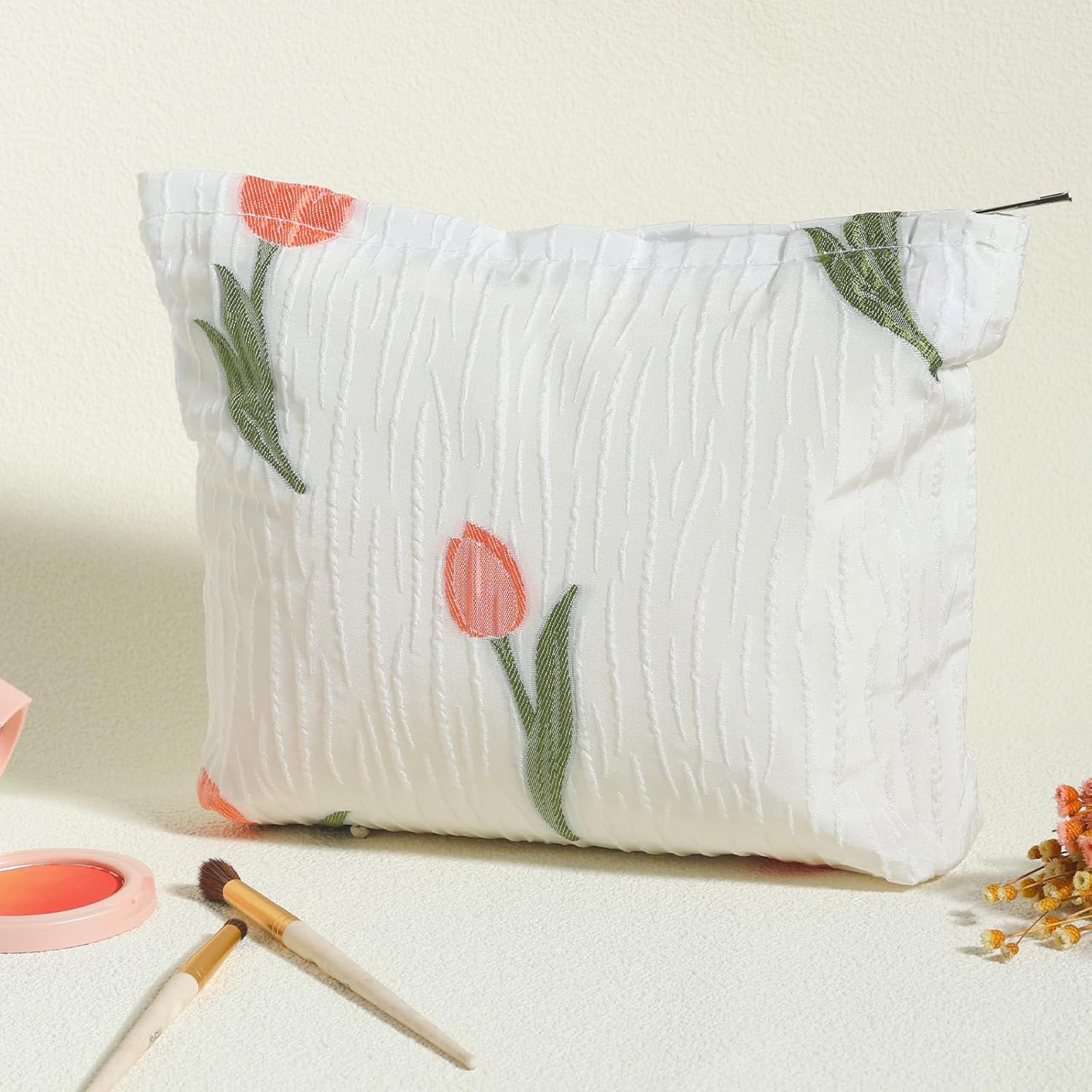 LYDZTION Bolsa de maquillaje de algodón, bolsa de maquillaje de viaje, bolsa de cosméticos para mujeres, bolsa de maquillaje, bolsa de viaje de
