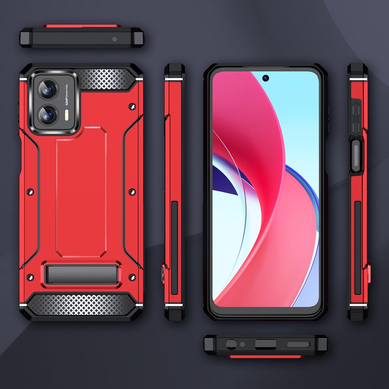 Asuwish Funda de teléfono para Motorola Moto G 5G 2023 con protector de pantalla de vidrio templado y soporte delgado y resistente de grado militar