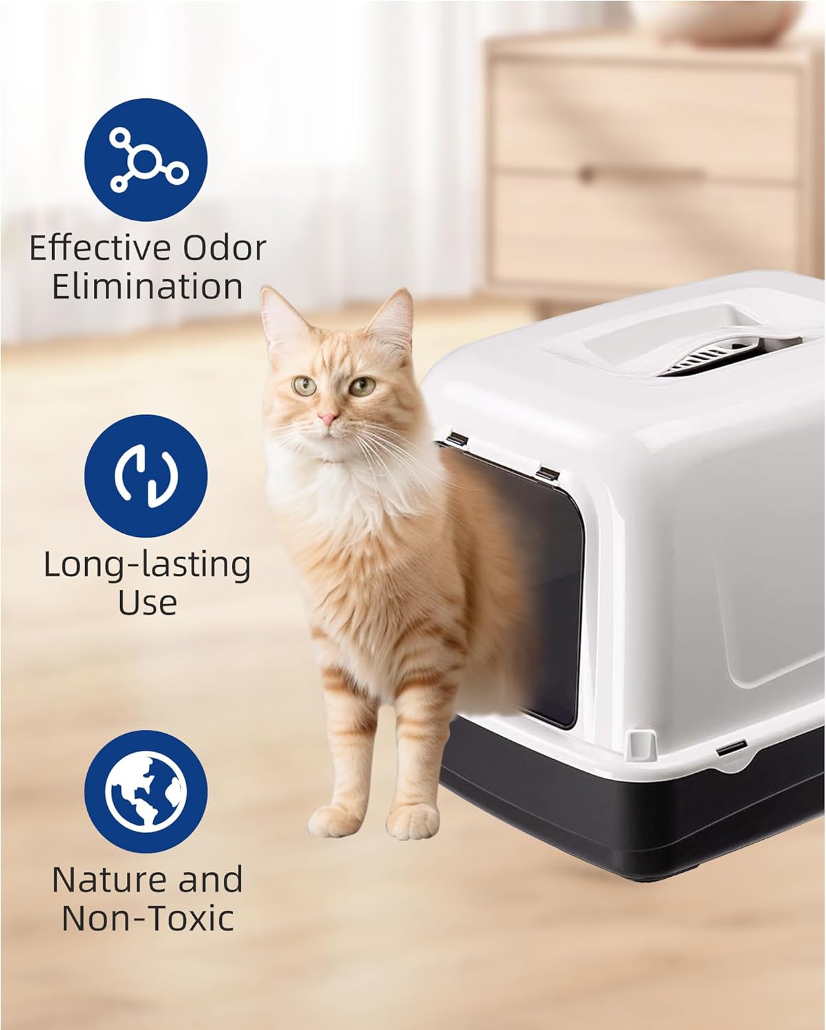 Paquete de 8 cajas de arena de repuesto extra gruesas de 0.6 pulgadas con capucha de carbón activado para gatos (6 x 6.5 pulgadas)