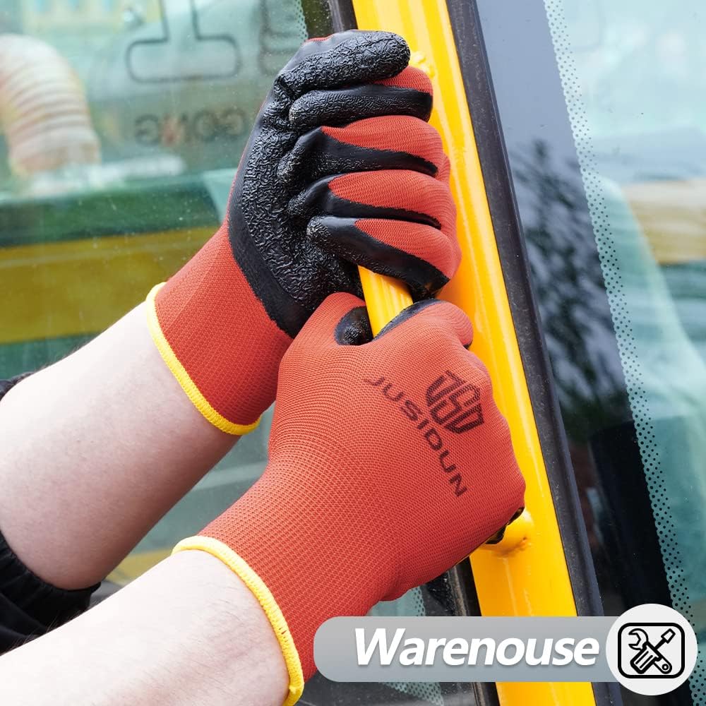 Guantes de trabajo de seguridad para hombres y mujeres, multiusos, construcción, almacén, jardinería, ensamblaje, paisajismo, paquete de 12 pares