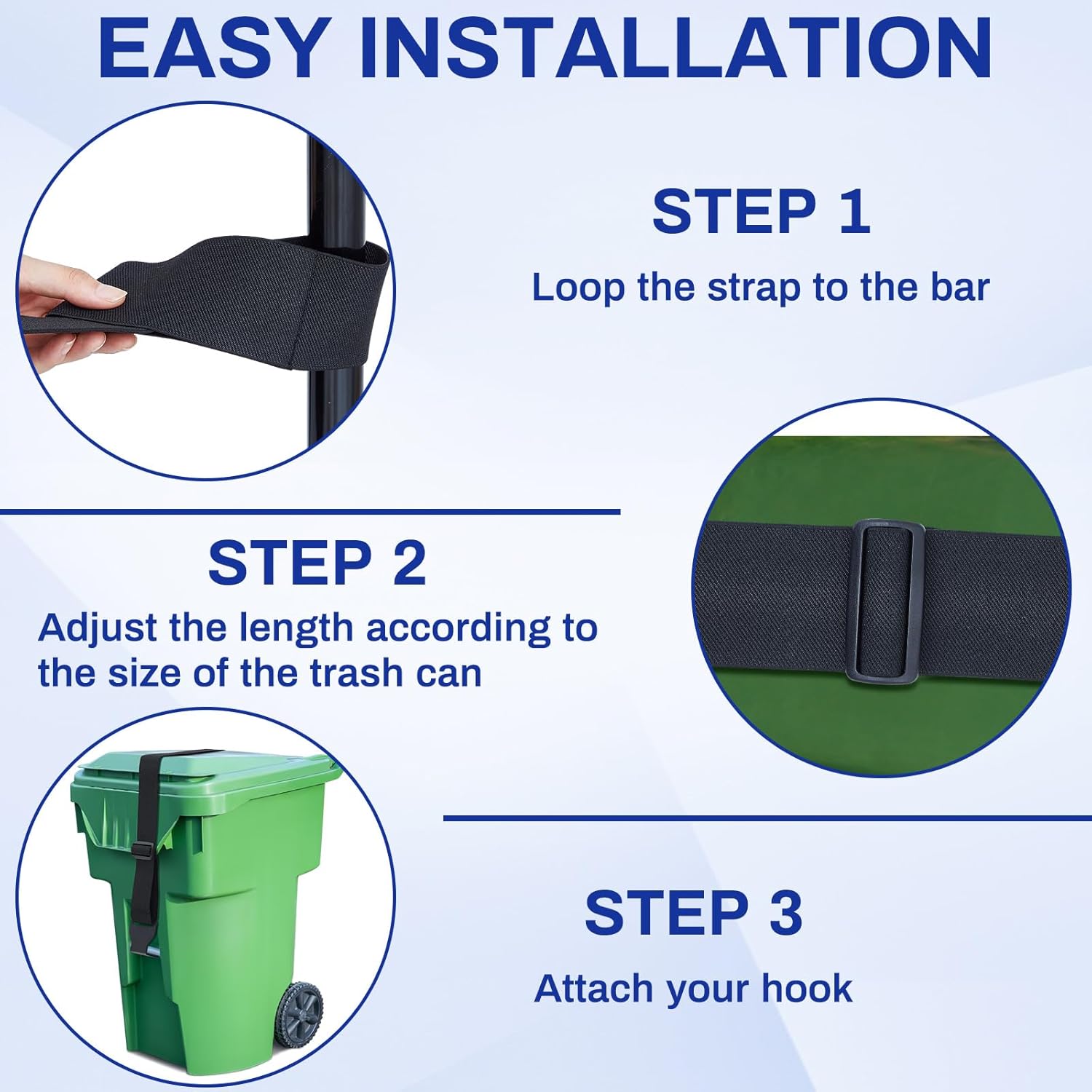 2 correas de basura ajustables para cubos de basura para prevención de basura para animales, ardillas, perros, mapaches
