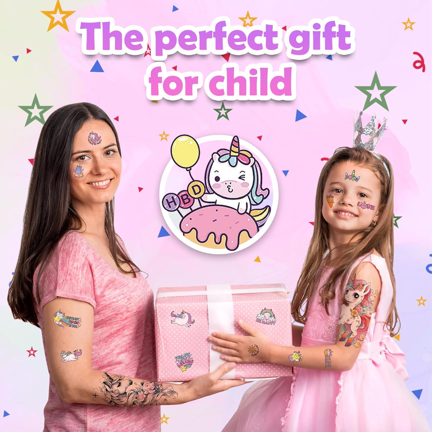 24 hojas de tatuajes falsos lindos para niñas, tatuaje colorido de medio brazo, tatuaje de manga, tatuajes pequeños, suministros de fiesta de