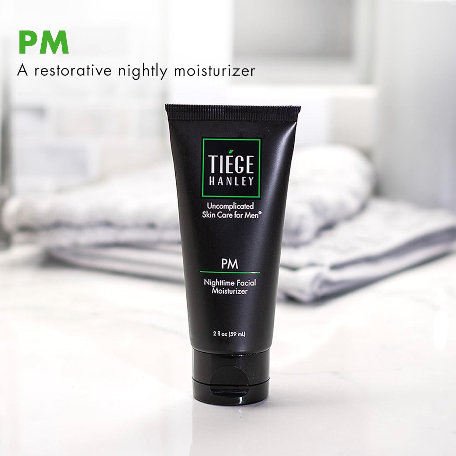 Tiege Hanley Crema de noche para hombre, crema hidratante facial PM Night-Time – Crema antienvejecimiento para las arrugas para hombres con piel