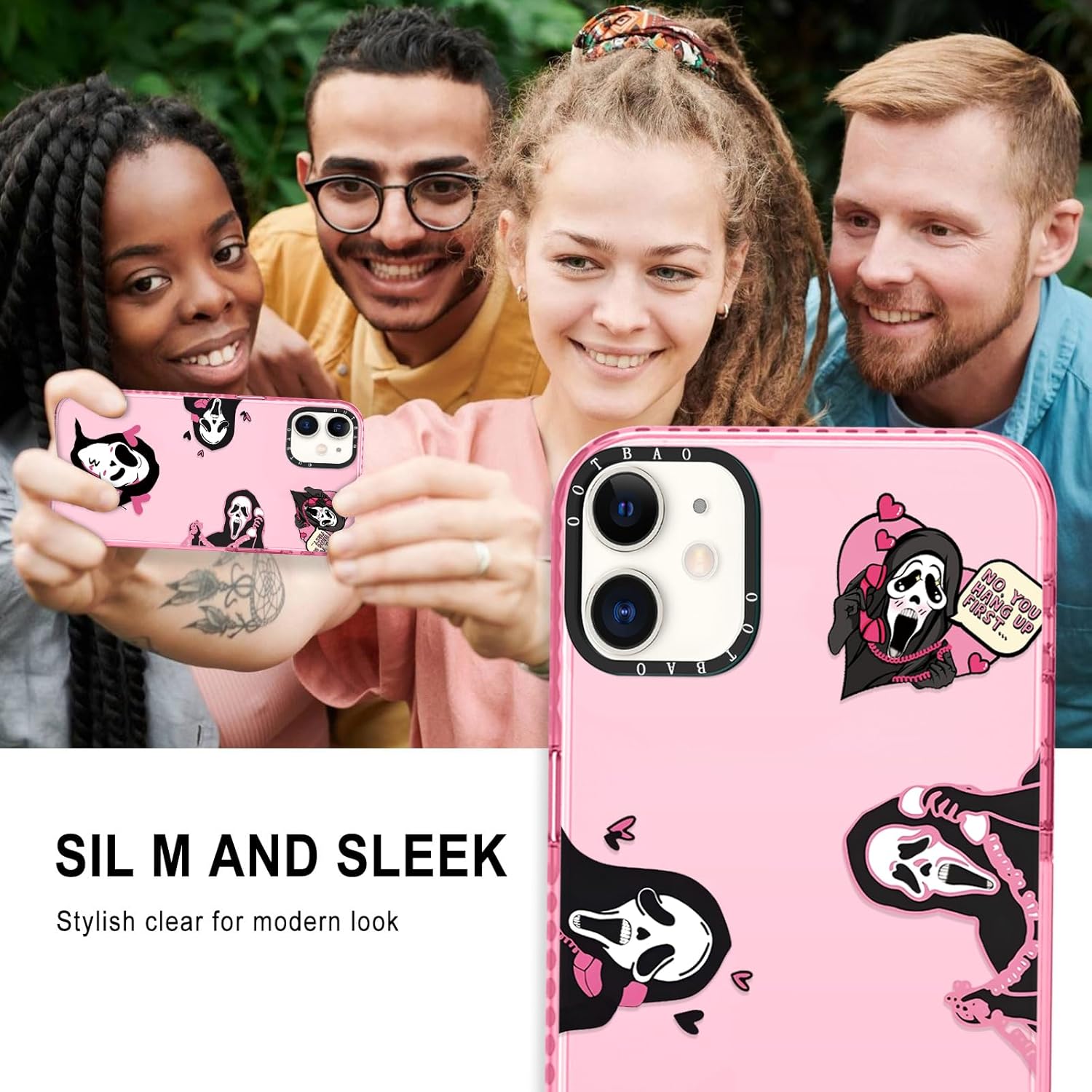 Funda transparente para iPhone 11, funda transparente de 6.1 pulgadas, estampado de grito de película de terror, diseño único, fundas rosas, funda