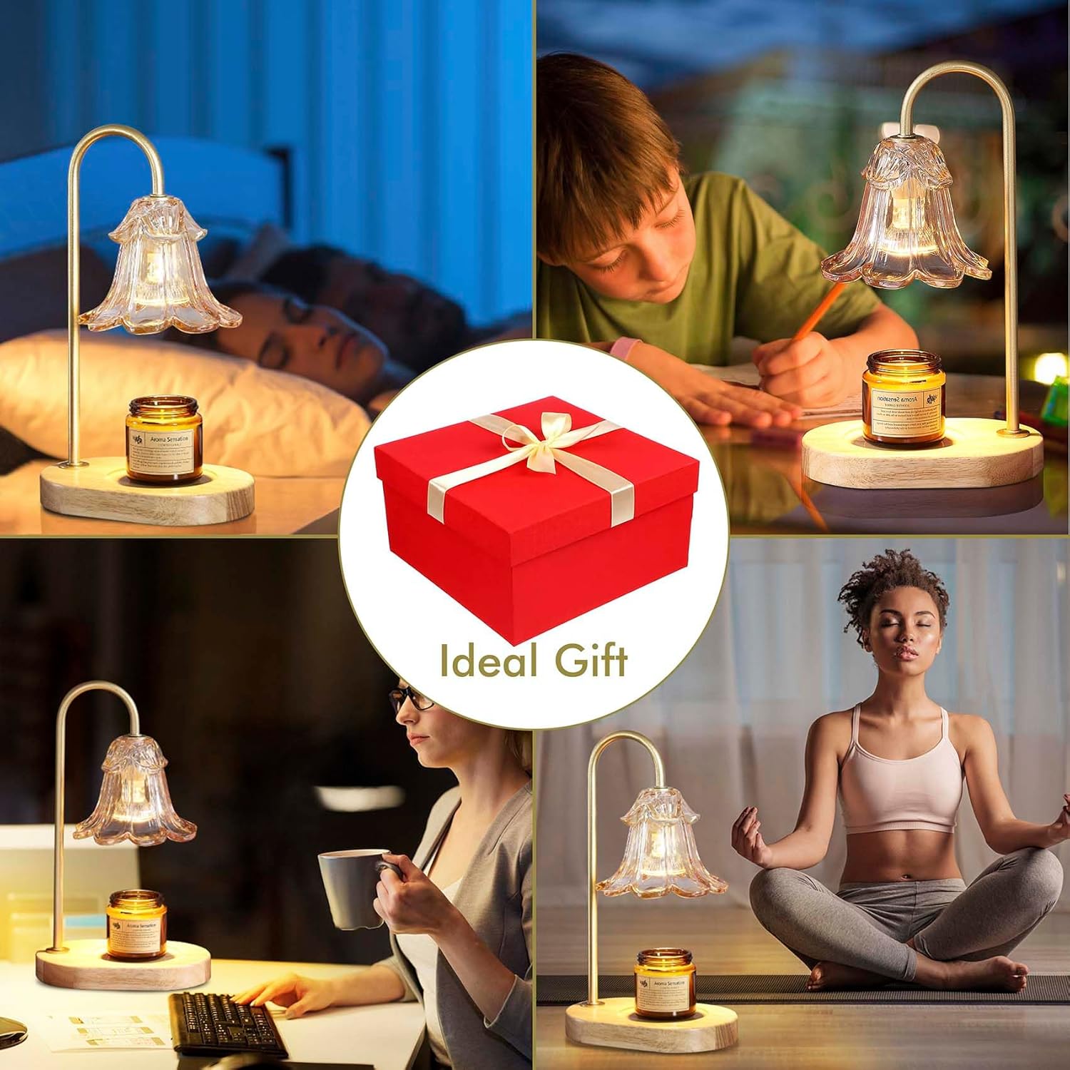 Lámpara calentadora de velas, calentador de velas regulable con temporizador, decoración del hogar, calentador eléctrico de cera derretida para