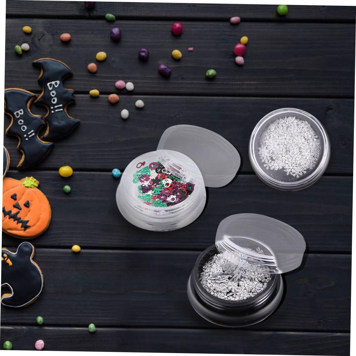 NOLITOY 4 piezas de lentejuelas de uñas de Navidad Paillette Holiday Nail Art Nail Art Essential Lentejuelas Consejos de manicura Decoración