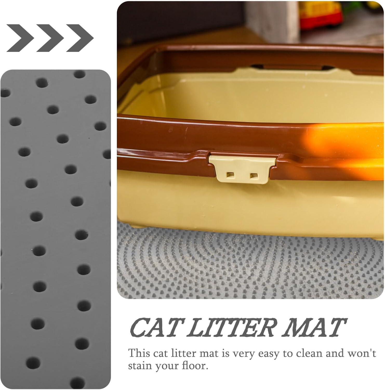 POPETPOP Alfombrilla plegable para arena para gatos, bandeja de 2 niveles, tapete de alimentación para gatos, tapete de arena pequeña, tapete de
