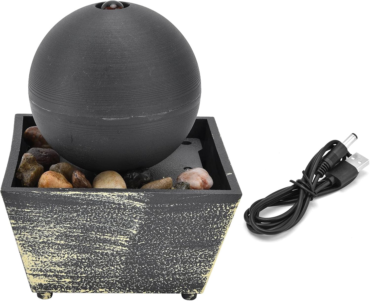 Fuente de agua esférica que fluye decoración USB fuente de bola de mesa interior con luz LED y piedra fuente de escritorio mediación fuentes de