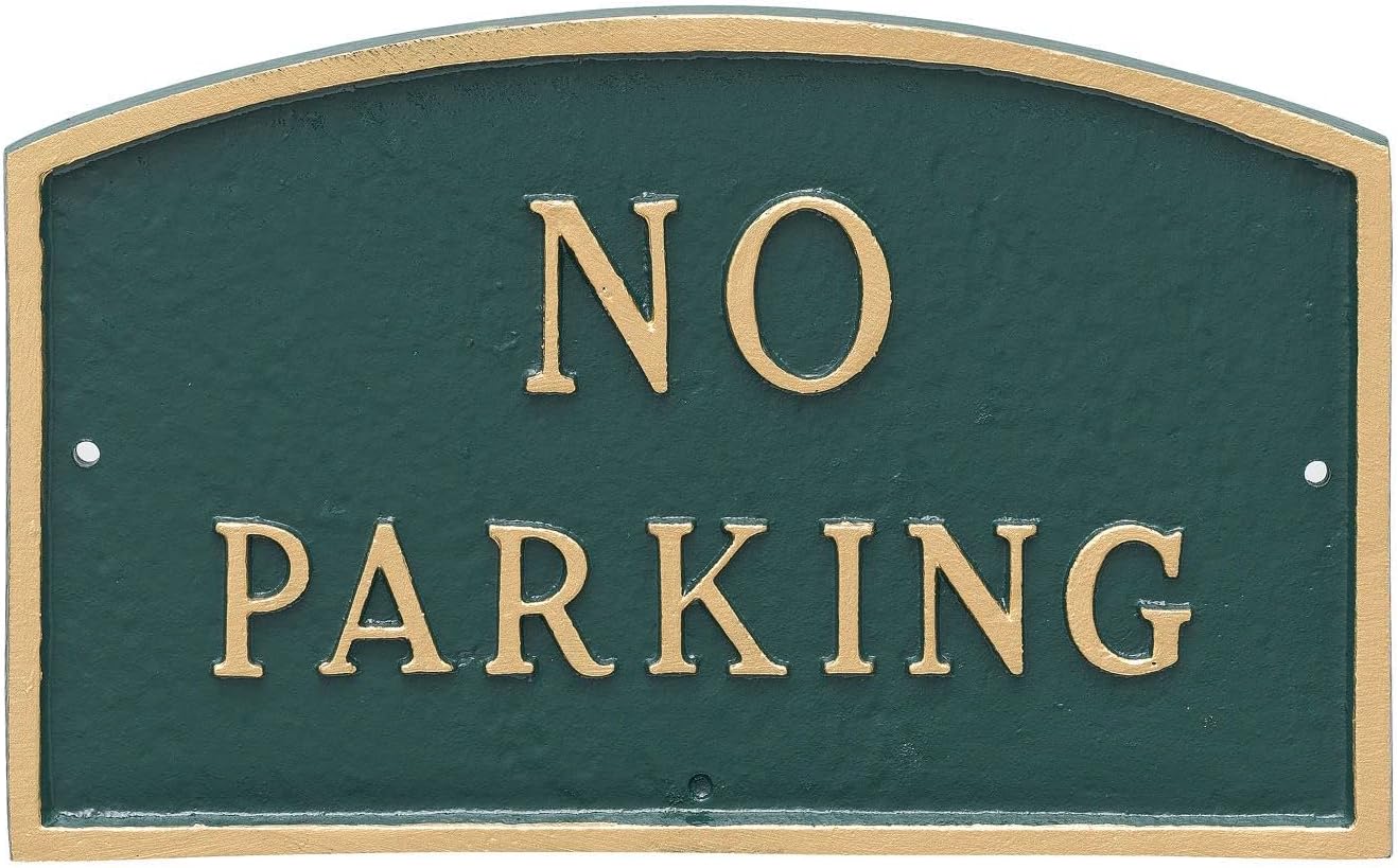 Placa de metal fundido sin arco de estacionamiento – Placa de exhibición de pared o césped – Letrero de estacionamiento de negocios – Aluminio