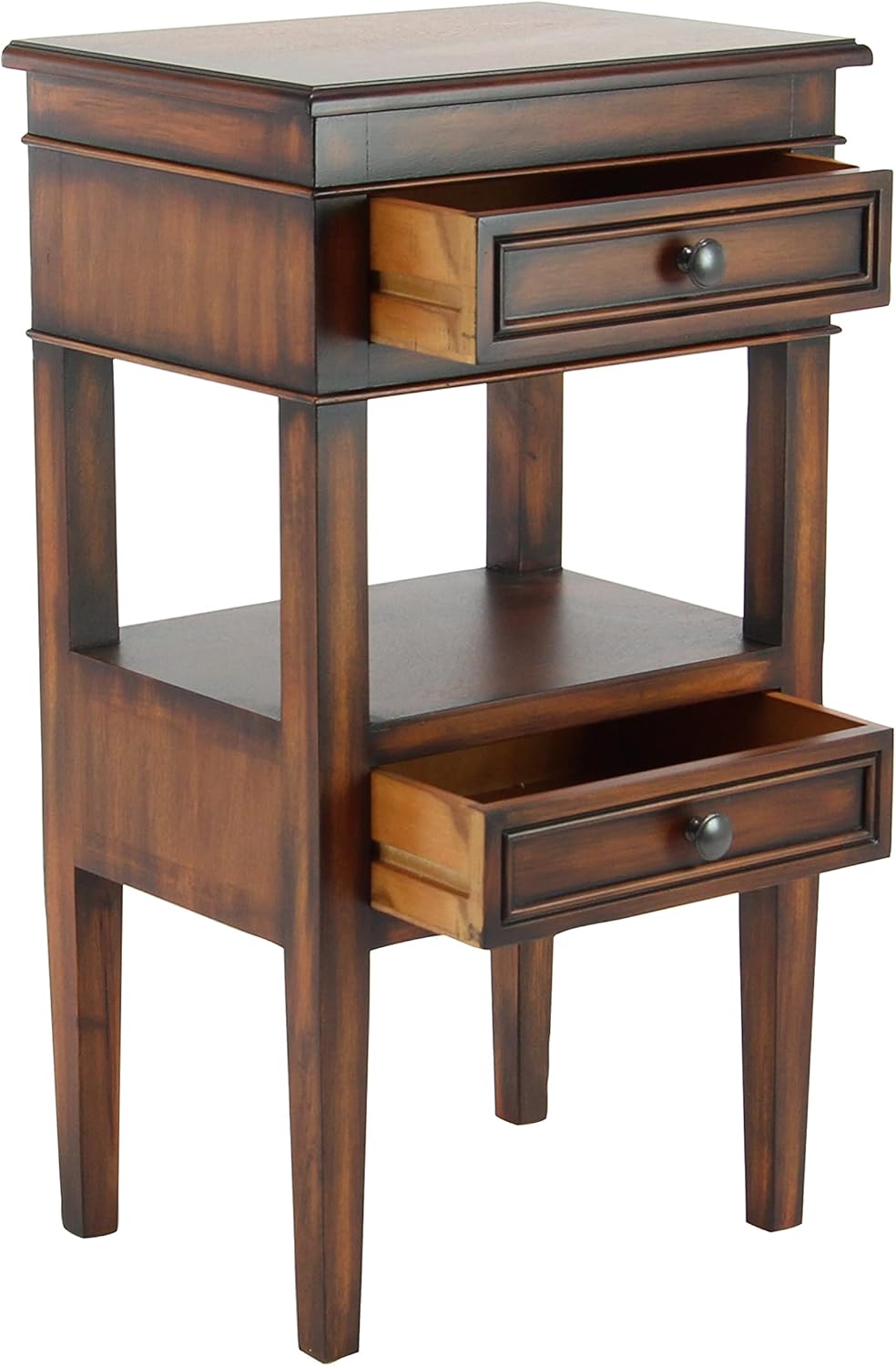Deco 79 Acento tradicional de madera de pino, mesa auxiliar de 16 x 12 x 29 pulgadas, marrón