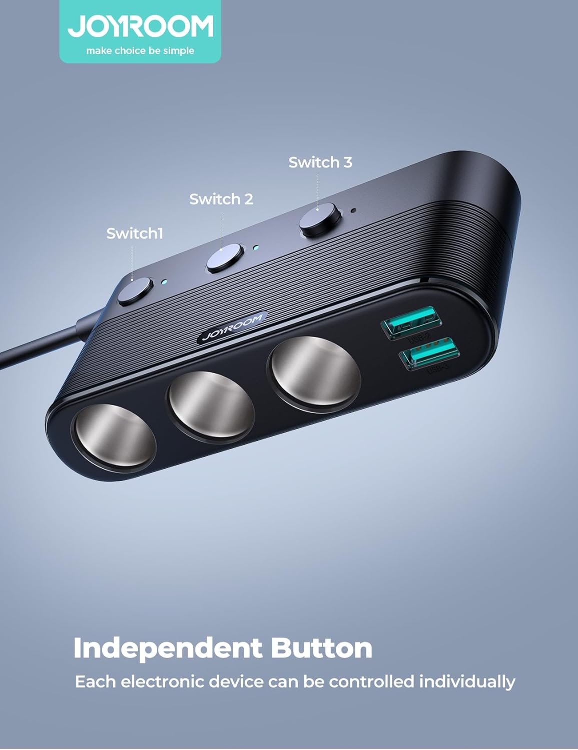 JOYROOM – Divisor de encendedor de cigarrillos 7 en 1, adaptador de cargador de coche de 139 W con carga PD30W (cable de 3.3 pies), adaptador