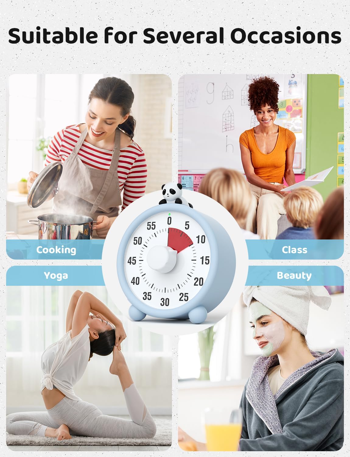 LIORQUE Temporizador visual de 60 minutos para niños, temporizador de cuenta regresiva visual recargable para niños, temporizador para aula,