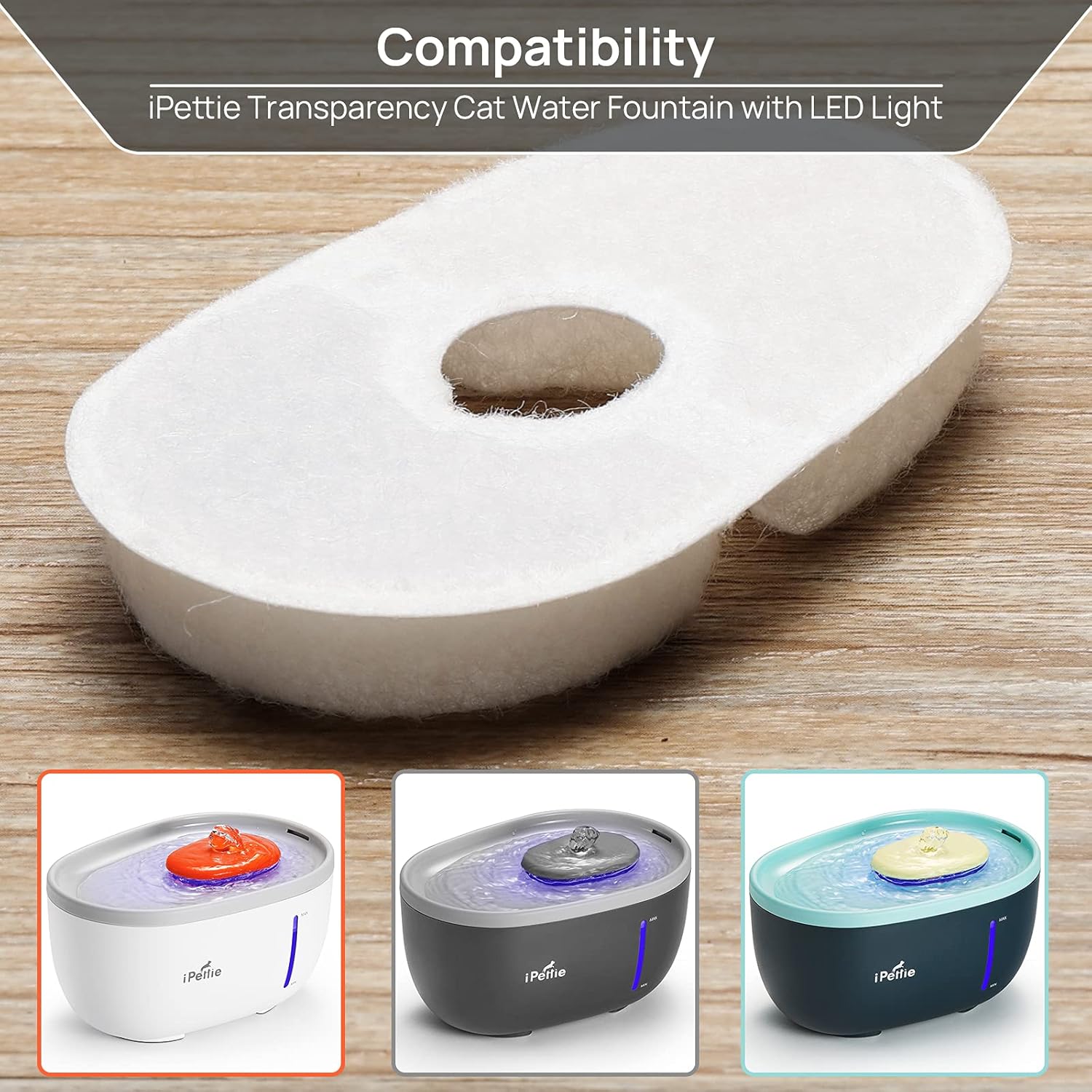 iPettie Filtros de fuente de agua para fuente de aguacate, IP-AD21-F8, 8 filtros de carbono y 4 filtros de espuma