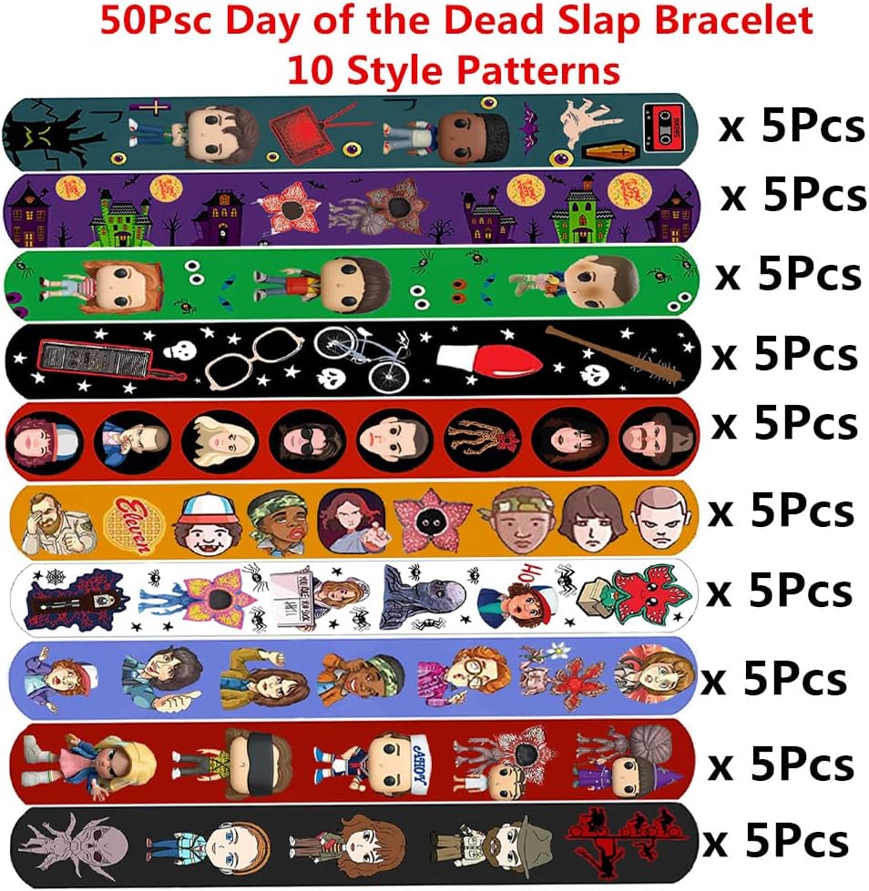 Juego de pulseras Stranger Slap para niños, regalos de fiesta con temática extraña, suministros de fiesta de cumpleaños, decoraciones de bolsas de