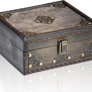 Caja de almacenamiento del cofre del tesoro pirata – Monje 7.9 x 7.1 x 3.5 – Cofre del tesoro de madera duradero con cerradura – Caja de Caja de almacenamiento del cofre del tesoro pirata – Monje 7.9 x 7.1 x 3.5 – Cofre del tesoro de madera duradero con cerradura – Caja de