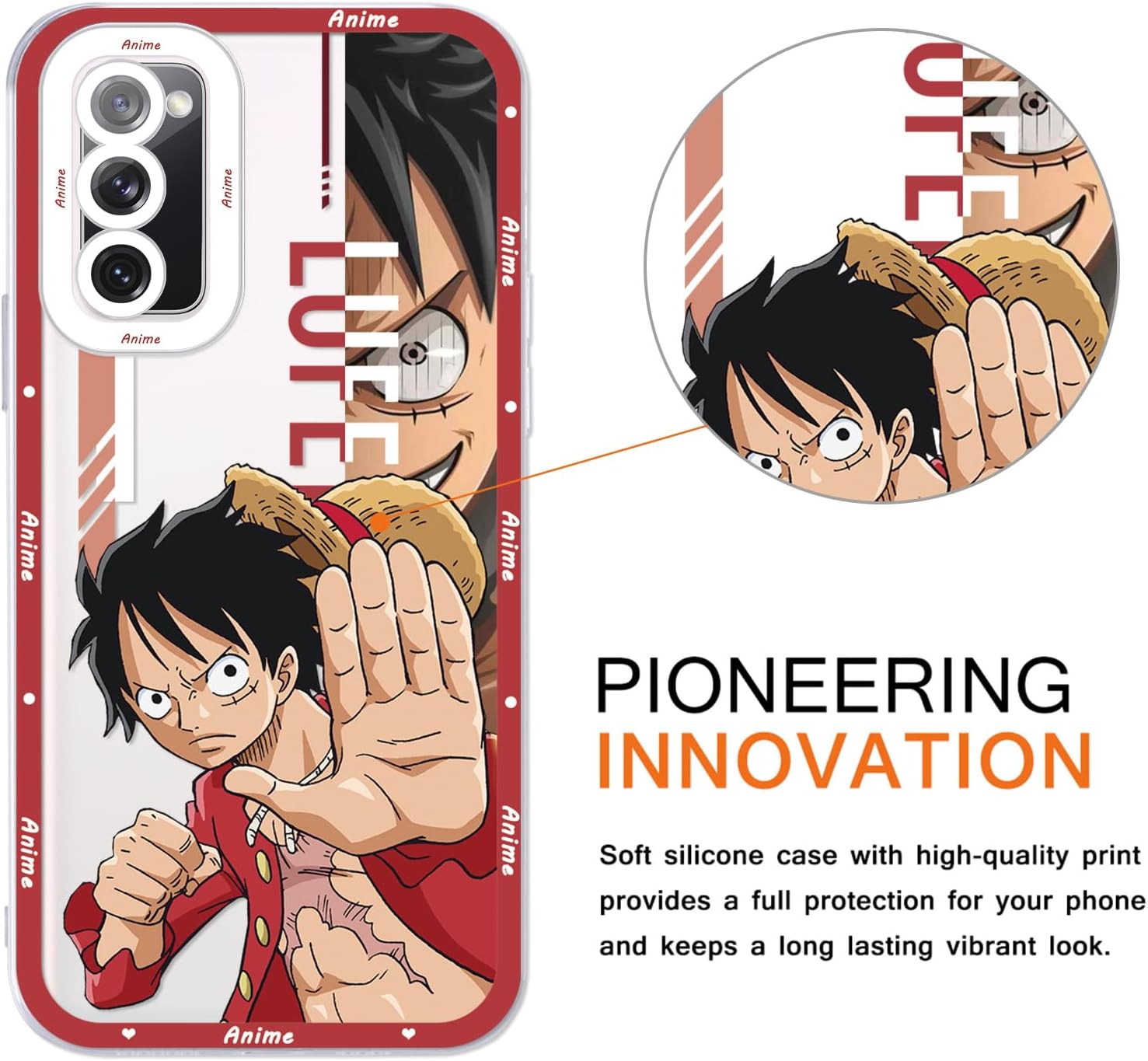 2 fundas transparentes de anime japonés para Samsung Galaxy A13 5G, transparentes de 6.5 pulgadas, estampado de cómics de manga genial, fundas de