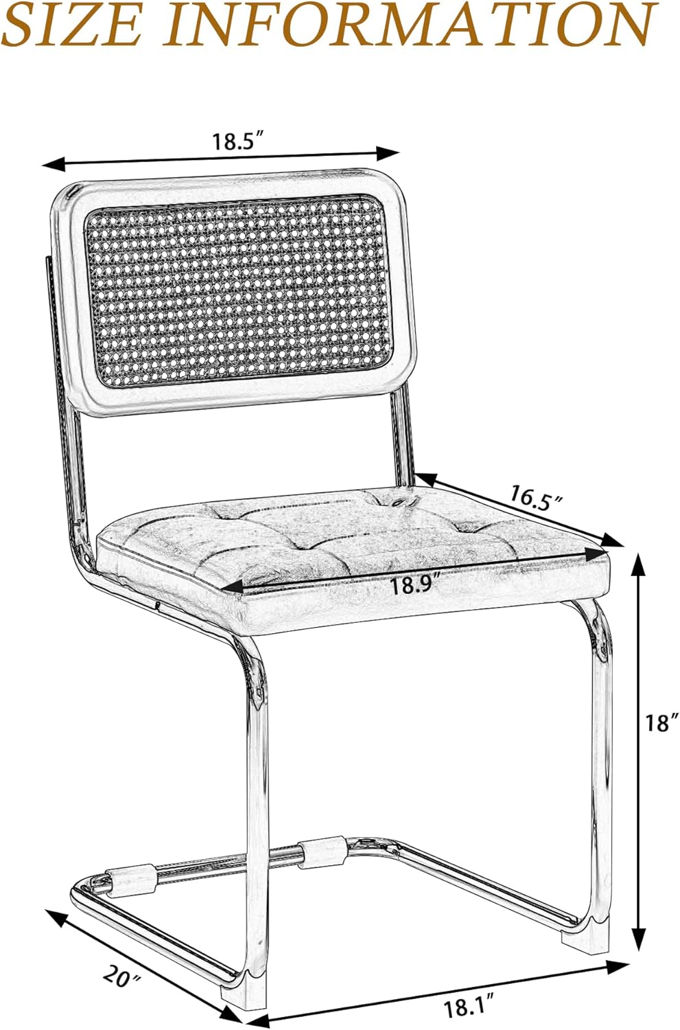 Alunaune Juego de 2 sillas de comedor modernas de mediados de siglo, silla decorativa tapizada de ratán natural, sillas laterales sin brazos con