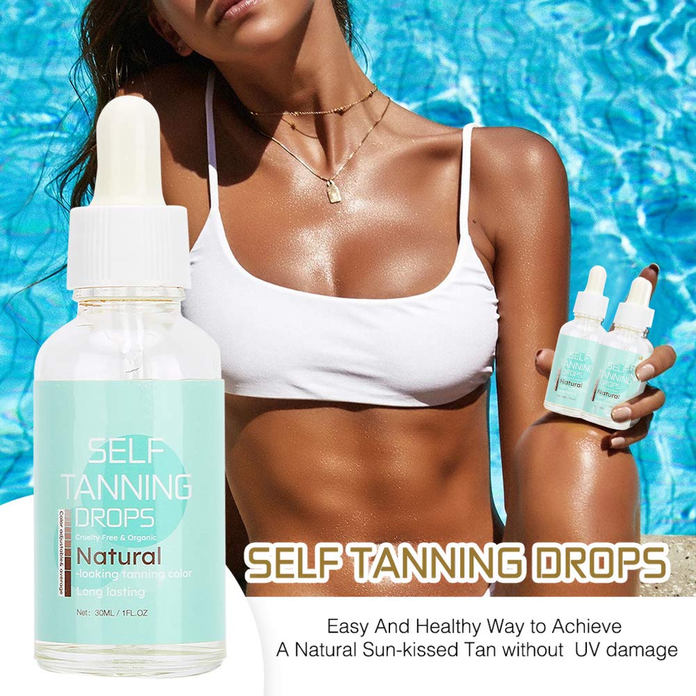 Aerosol autobronceador, gotas concentradas para el cuerpo y la cara, para viajes y playa, 1.0 fl oz de bronceado corporal concentrado Dha gotas de