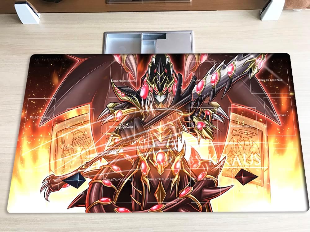 Alfombra de juego Mlikemat con ojos rojos, dragón oscuro, TCG CCG OCG, tapete de juego de cartas coleccionables con zonas + bolsa gratis