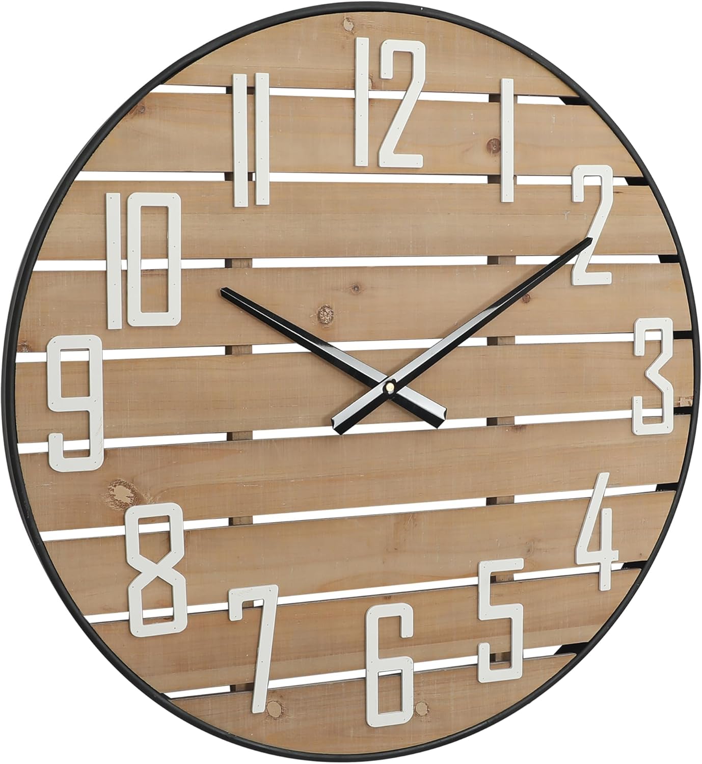 Reloj de pared de madera de granja, silencioso, sin tictac, reloj analógico redondo de 24 pulgadas, decorativo para dormitorio, sala de estar,