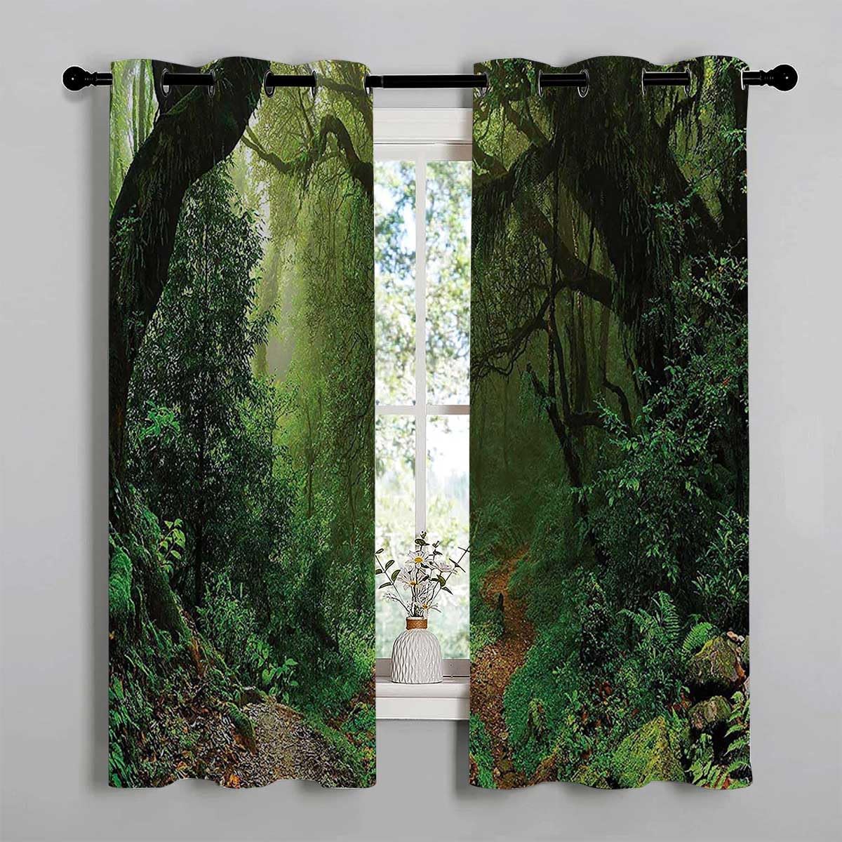 YANFENQI Cortinas para Habitacion – Decoraciones de selva tropical a prueba de sonido para puertas, cortinas opacas con ojales, 55 pulgadas de ancho