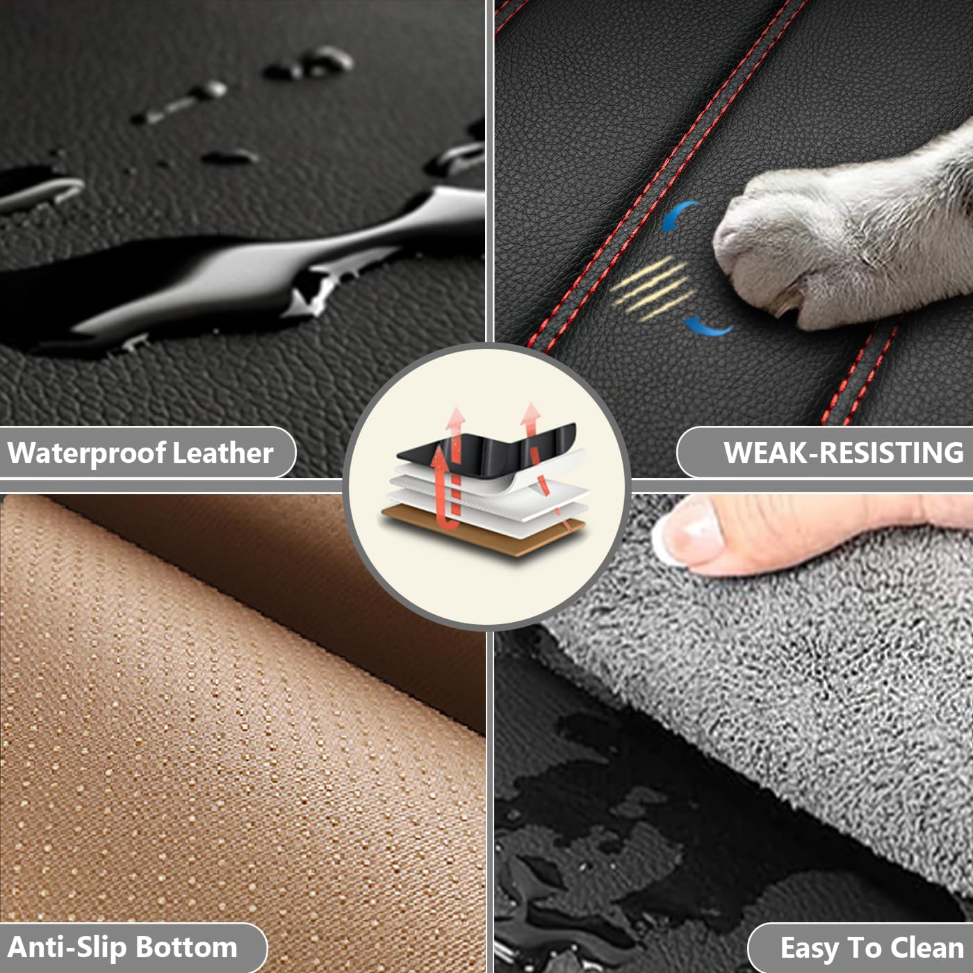 Fundas de asiento de automóvil para Nissan Frontier 1998-2023, 5 fundas de asiento impermeables de piel sintética para asientos delanteros y