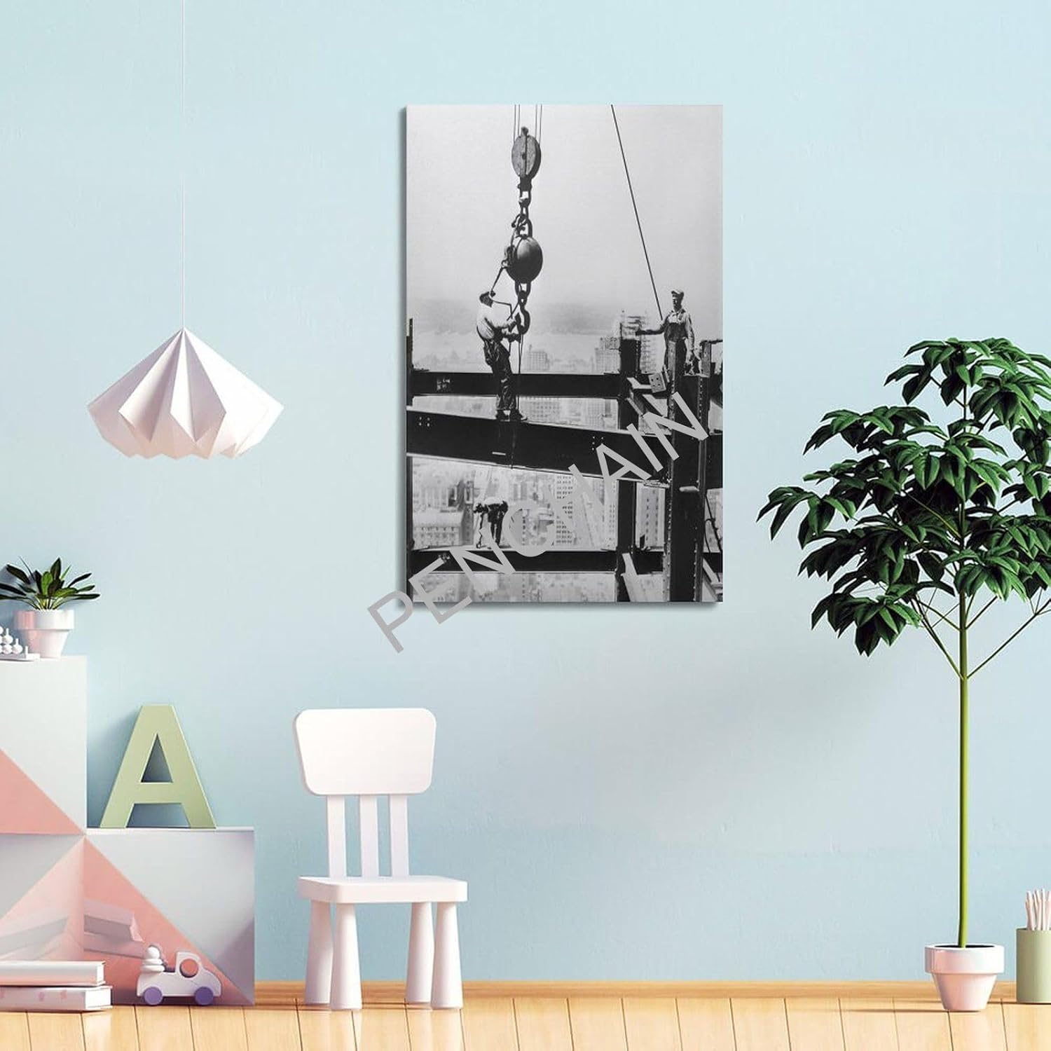 Empire State – Póster vintage de trabajadores de la construcción en blanco y negro, pósteres estéticos e impresiones sobre lienzo, póster artístico