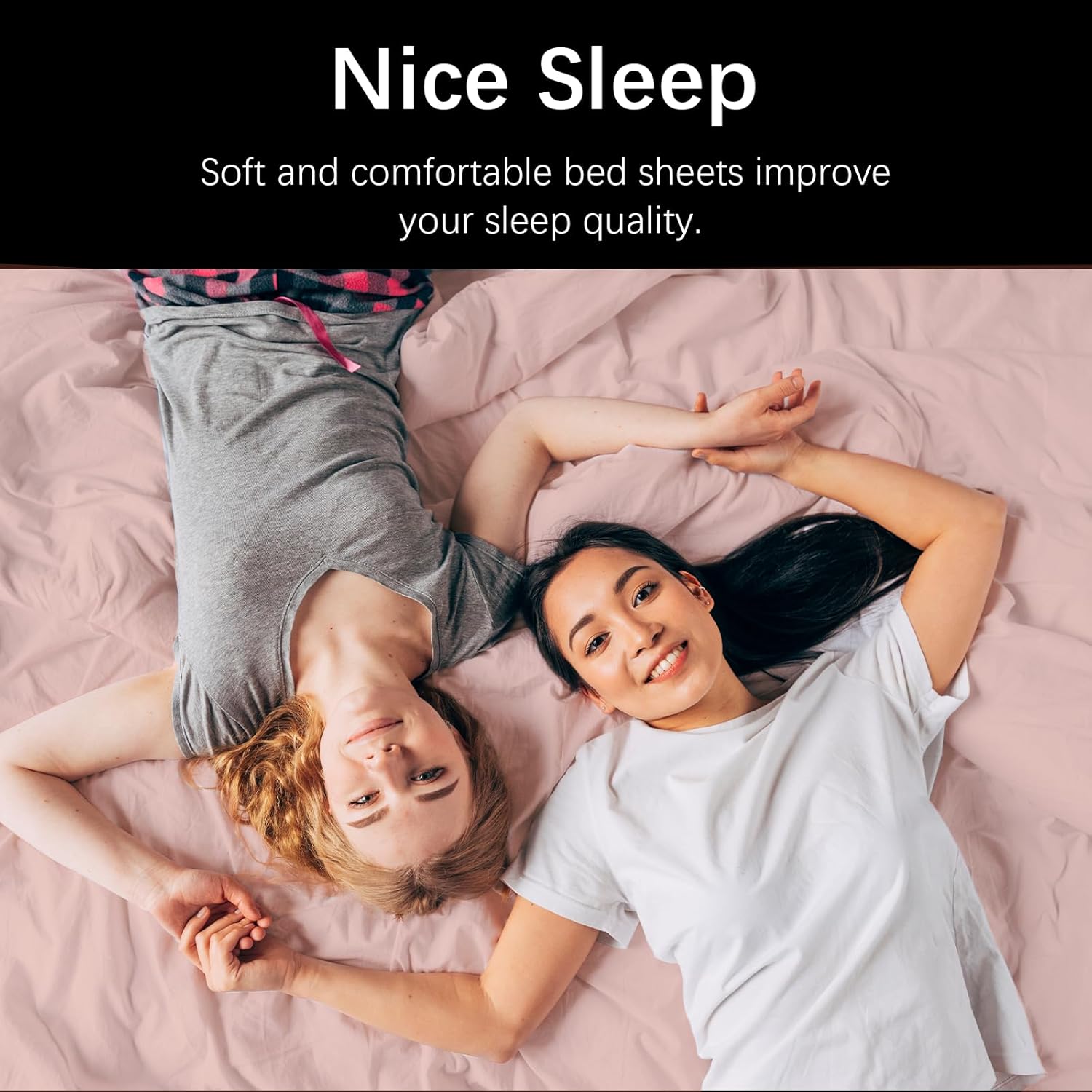 NATUREFIELD 55% Rayon Derived from Bamboo, 45% Cotton Bed Sheet Set Breathable & Cooling Deep Pockets Soft & Wrinkle-Free Easy Care Hotel Luxury 3