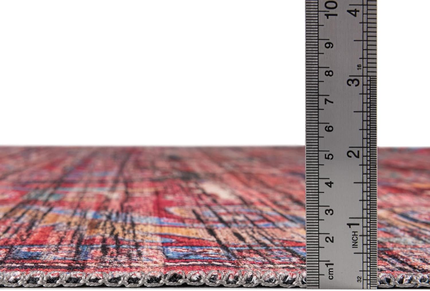 Rugs.com Maahru Collection – Alfombra lavable, alfombra ovalada de pelo bajo de 4 x 6 pies, color rojo óxido, perfecta para salas de estar,