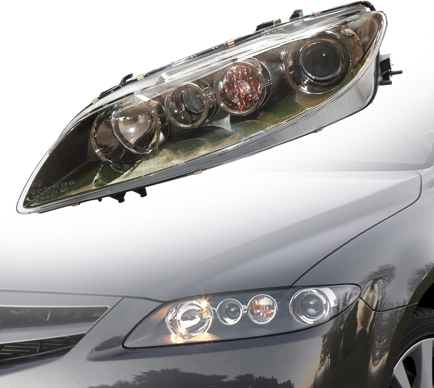 TBVECHI Para 2006 2007 2008Mazda 6 Conjunto de faros delanteros halógenos Reemplazo del lado izquierdo del conductor, lente transparente de carcasa