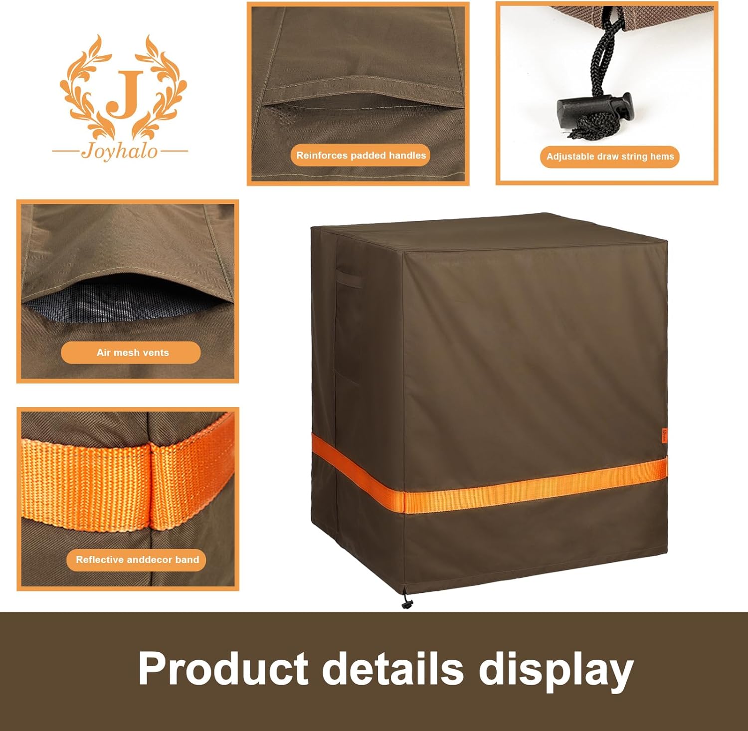 Joyhalo Cubierta de aire acondicionado, cubierta impermeable para unidad exterior, duradera 600D Oxford Ac cubre al aire libre con correas