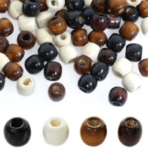 BetterJonny – 200 cuentas de madera de barril de agujero grande, 4 colores de madera natural, cuentas trenzadas de cabello de 16 x 0.630-0.669 in BetterJonny – 200 cuentas de madera de barril de agujero grande, 4 colores de madera natural, cuentas trenzadas de cabello de 16 x 0.630-0.669 in