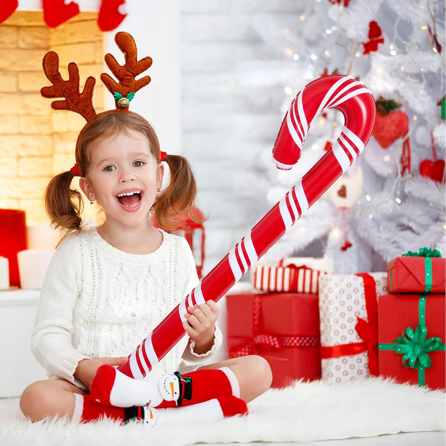 6 bastones de caramelo inflables de Navidad de 35 pulgadas para decoraciones de Navidad, decoración de patio para interiores y exteriores para el
