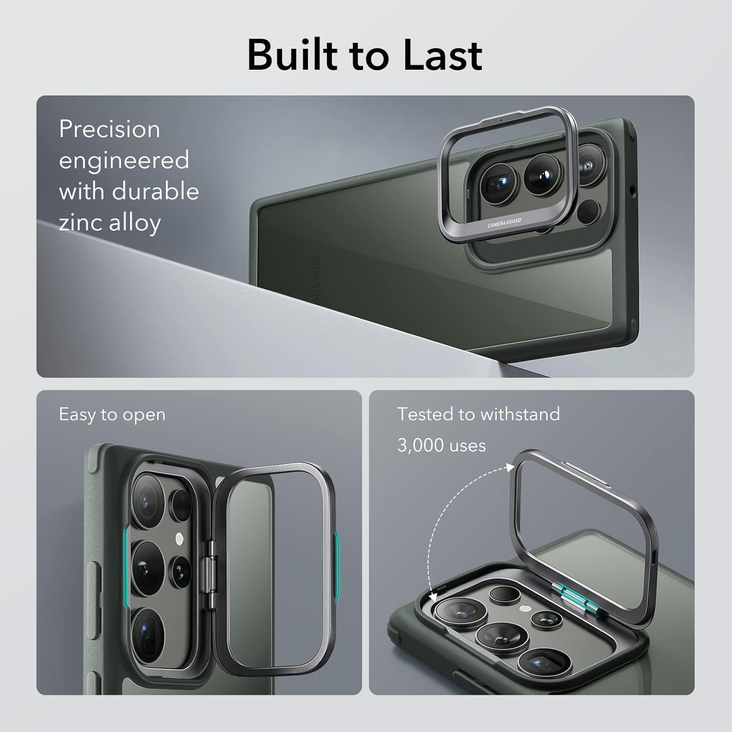 ESR Funda para Samsung Galaxy S23 Ultra, funda para teléfono S23 Ultra con soporte clásico, soporte de anillo de cámara integrado, protección de