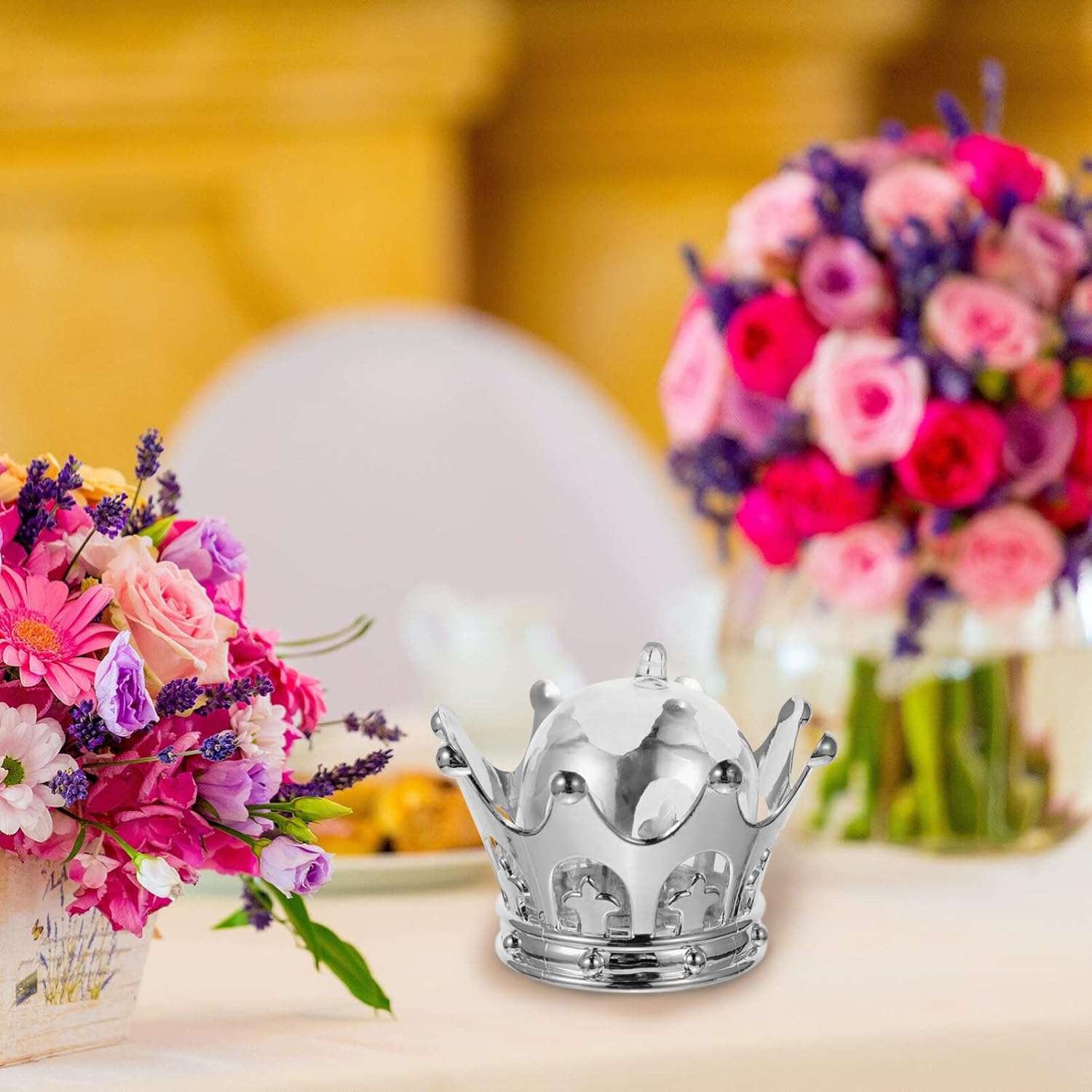 HOMSFOU Caja de dulces de corona con cúpula 12 piezas rellenables de chocolates y postres, caja de embalaje de plástico para regalo de boda,