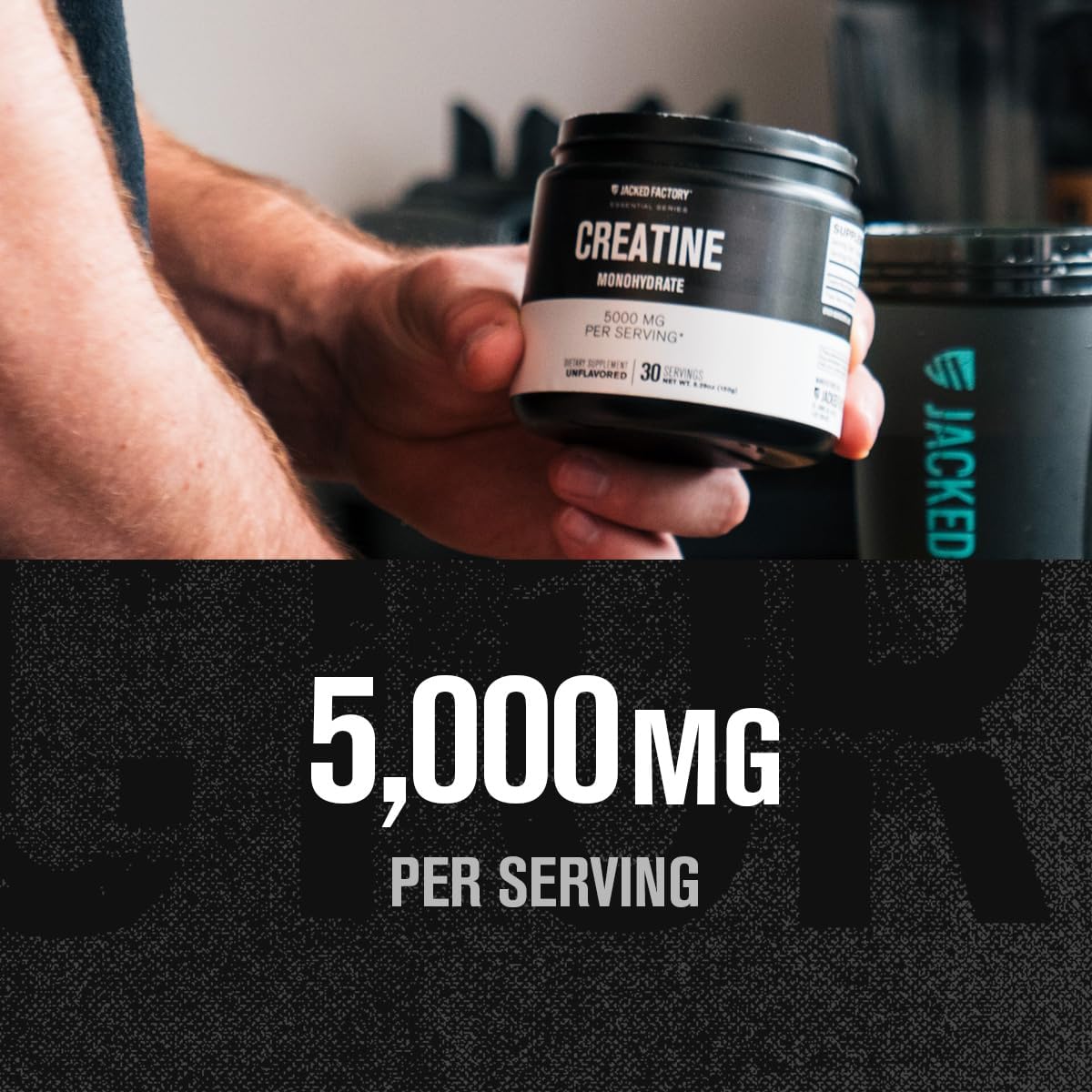 Jacked Factory Monohidrato de creatina en polvo 5.29 oz – Suplemento de creatina para el crecimiento muscular, mayor fuerza, mayor producción de