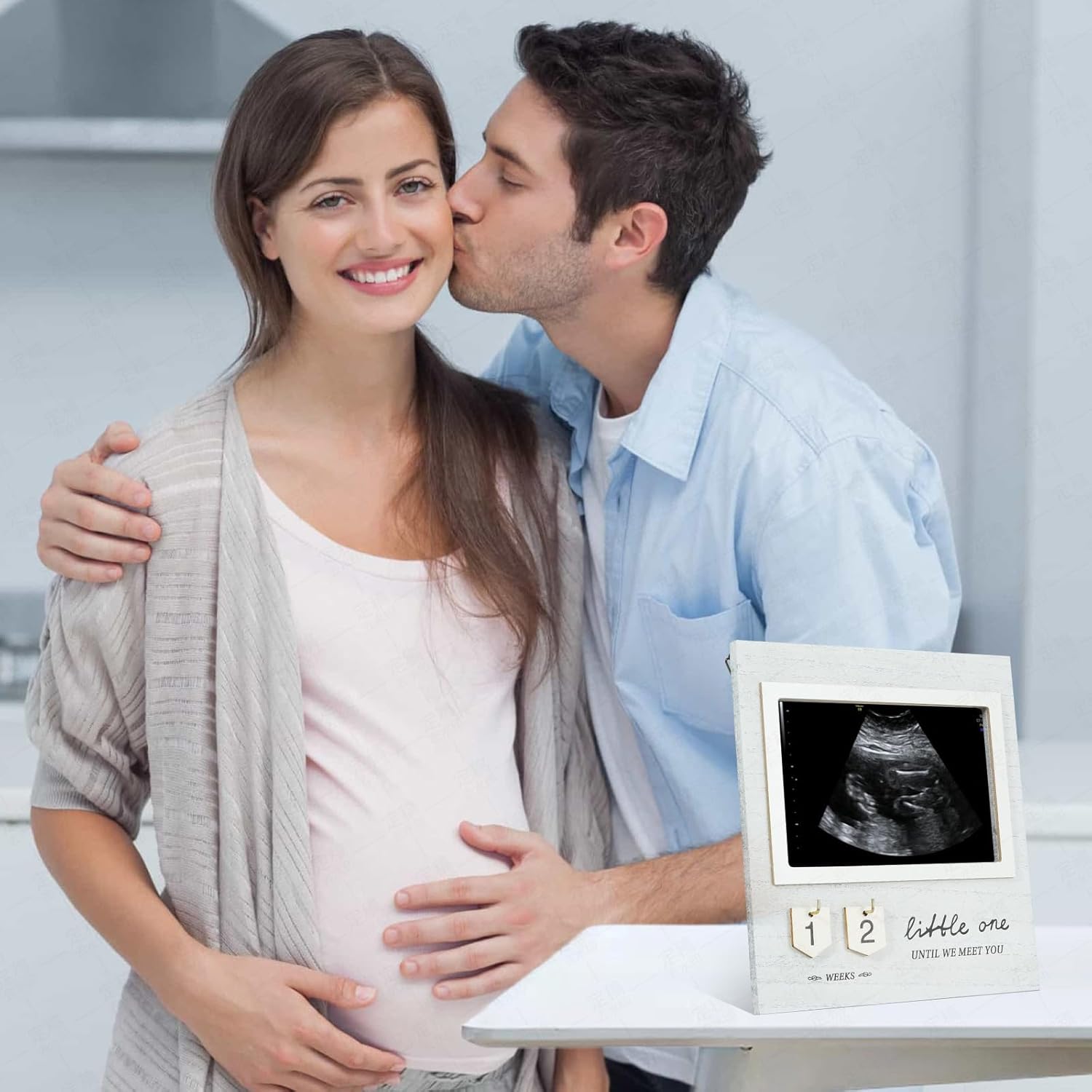 Marco de fotos con ultrasonido de cuenta regresiva para bebés, regalo de embarazo para futuros padres, regalos de anuncio de bebé, marco de fotos de