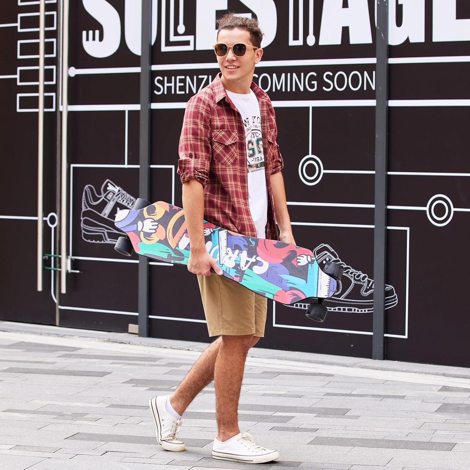 Caroma Electric Skateboards with Remote, 350W Powerful Motor, 12.4MPH Top Speed, 4000mAH Battery, 13 Miles Max Range E Skateboard, 4 Speed Mode