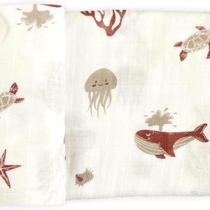 Leyl&Ari Manta de muselina  Manta de recepción para niños y niñas (amigos bajo el mar) Leyl&Ari Manta de muselina  Manta de recepción para niños y niñas (amigos bajo el mar)