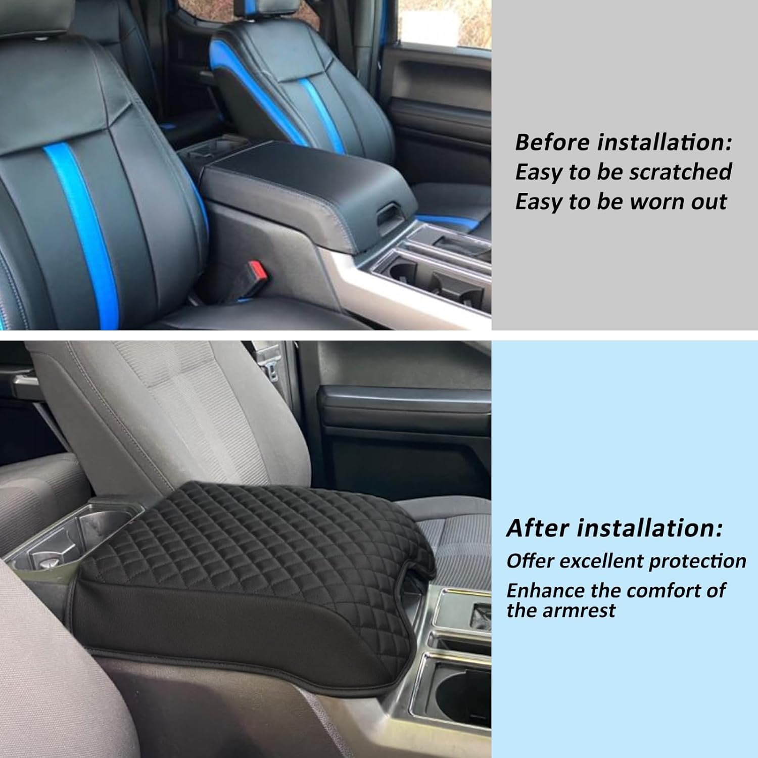 Cojín de consola central compatible con Ford F150 2015-2020 Ford F250 F350 F450 2017-2022 y 2018-2023 Accesorios Expedition 2015-2020, funda