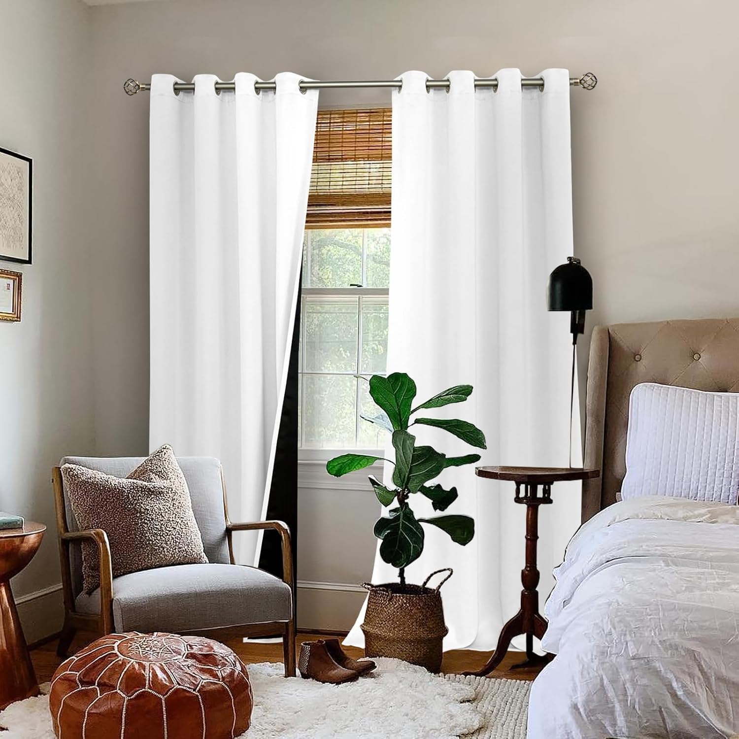 BGment – Cortinas con aislamiento térmico para habitación, 100% opacas, con forro negro, cortina de doble capa con ojales, reduce el ruido (52 x